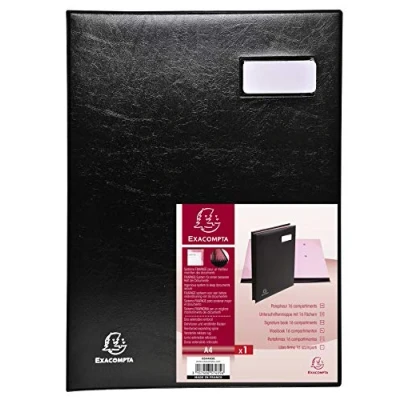 Image of Exacompta Ref 654465E Excellence Signature Book 240 x 320mm in Size, Suitable for A4 Documents, Expanding Spine, Polypropylene, 16 Compartments Black