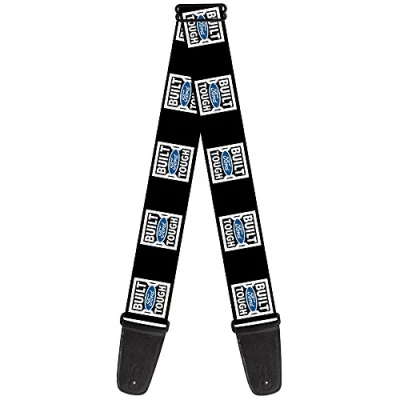Image of Buckle Down GS WBFT004 Guitar Strap &quot;BUILT FORD TOUGH Logo2 Black/White/Blue&quot;