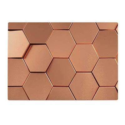 Image of Glass Chopping Board Worktop Saver Kitchen Surface Heat Protector Rose Gold Pink Hexagon
