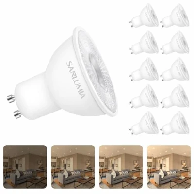 Image of sanlumia 10 X 7W Gu10 LED Dimmable Bulbs 520 Lumen Recessed Spotlight 75W Halogen Equivalent Natrual White 4000K