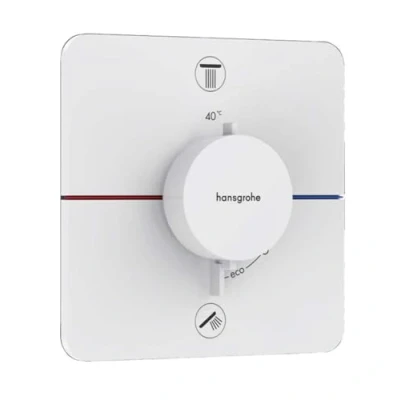 Image of hansgrohe ShowerSelect Comfort Q thermostat conceiled, bathroom tap with safety stop at 40 C, for showers and bath tubs, shower mixer 2 functions, matt white, 15583700