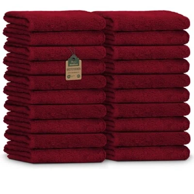 Image of NatureMark Terry Guest Towels 30 x 50 cm 100% Cotton Bordeaux Red Pack of 20