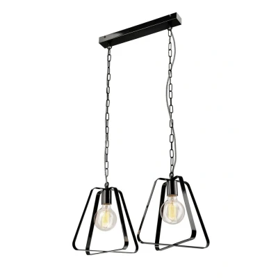 Image of Riccardo Wire Frame Pendant Ceiling Light Black, 2x E27