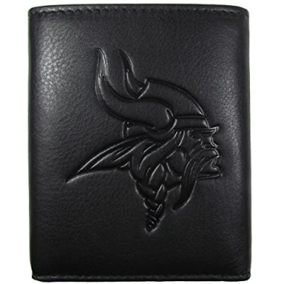 Image of Siskiyou Sports NFL Mens Minnesota Vikings Embossed Leather Tri fold Wallet One Size Black