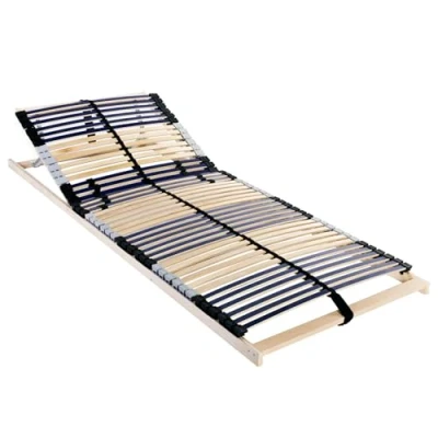 Image of vidaXL Slatted Bed Base Manual Brown 120 x 190 cm Wood and Plastic