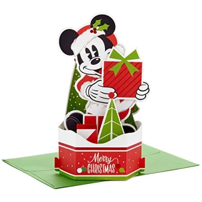 Image of Hallmark Paper Wonder Mickey Mouse Displayable Pop Up Christmas Card (Santa Claus)