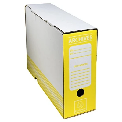 Image of Exacompta Ref 261006H Archive Box Suitable for A4 Documents, Label on Vertical &amp; Horizontal Sides, Finger Hole Easy Removal, Protective Flap Yellow