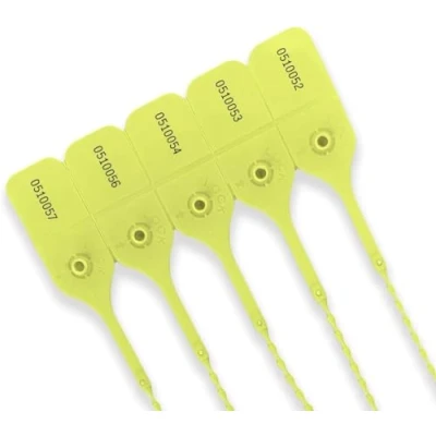 Image of 100 X Yellow Security Tags Numbered Pull Ties Secure Anti Tamper Seals
