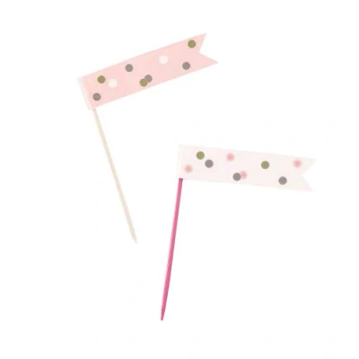 Image of Unique 84941 Birthday Flag Cupcake Toppers Glittery Rosegold 6 Pcs, Happy, Rose Gold, Count (Pack of 1)