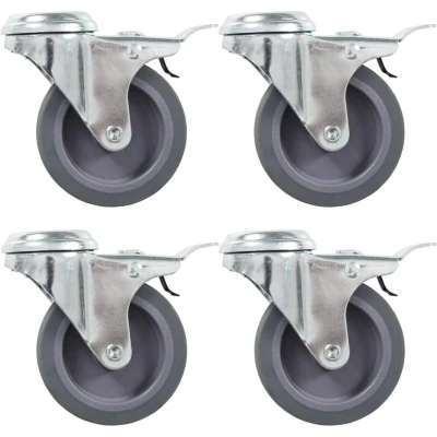 Image of vidaXL Bolt Hole Swivel Casters with Double Brakes 4 pcs 75 mm