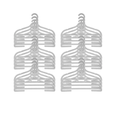 Image of Whatmore 24 x Children’s Coat Hangers for Clothes Non Slip Toddler Kids Garment Trouser Skirt Bar Strong Upcycled100% recycled Plastic Junior Grey 29cm 18cm