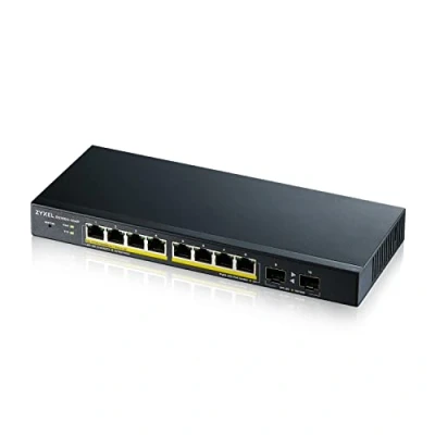 Image of ZYXEL 10 Port PoE Switch Gigabit Ethernet Smart (GS1900 10HP) Managed, with 8x PoE+ @ 77W, 2x SFP, Desktop or Wall mount, Limited Lifetime Protection