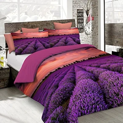 Image of Italian Bed Linen MB HOME ITALY, Goodnight Duvet Cover Set, Lavender, Single