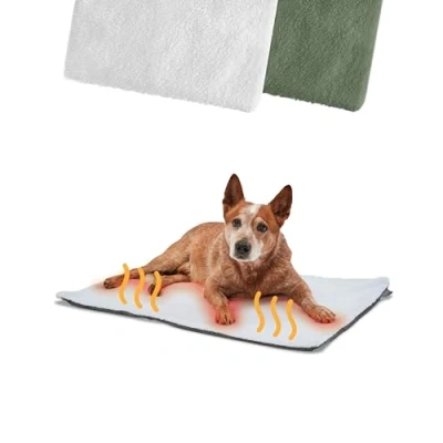 Image of PiuPet® Self Heating Blanket for Dogs I 90x60cm Dog without electricity Mat Heated Cozy Bed Pet Blankets Washable Fleece (White)