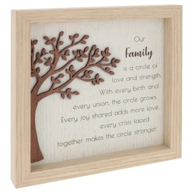 Image of Shudehill Giftware Tree of Life Wooden Square Sentimental Message Plaque Nan, Daughter, Friends, Family, Home Designs Gift Idea (Family)