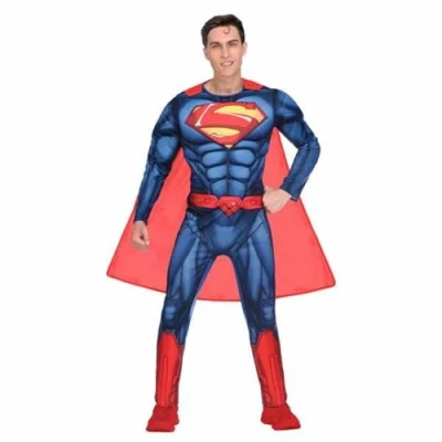 Image of amscan 9906102 Men Adult Superman Classic Superhero Costume Fancy Dress (Chest: 46 50&quot;)