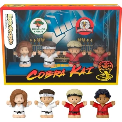 Image of Little People Collector Cobra Kai Special Edition Figure Set for Adults &amp; Fans in a Display Gift Box, 4 Figures