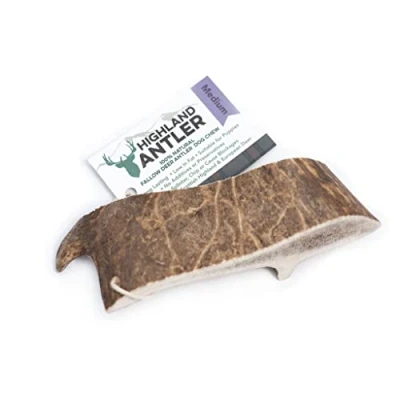 Image of Highland Antler Natural Fallow Dog Chew. Pack of 1x Medium (75g 150g) Naturally Shed Deer Antler, Long Lasting Chew Bone With Calcium And Minerals (Shape may vary)