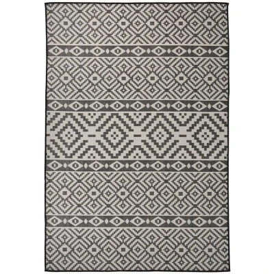 Image of vidaXL Outdoor Flatweave Rug 160x230 cm Black Stripes
