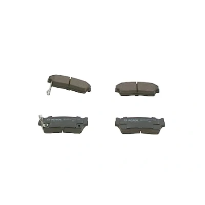Image of 7305D418, 90R010061003 Brake pad set BOSCH 0 986 461 750 Low Metallic with acoustic wear warning anti squeak plate