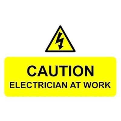 Image of Caution electrician at work safety sign 1mm flexible Plastic (400mm x 300mm)
