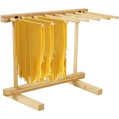 Image of Eummy Pasta Drying Rack Collapsible Wooden Noodle Stand for Homemade Spaghetti with 8 Bar Handles Fresh Tree Dryer Easy Storage and Quickly Set Up