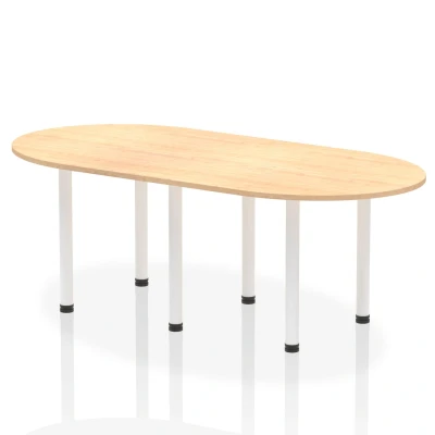 Image of Impulse 2400mm Boardroom Table Maple Top White Post Leg