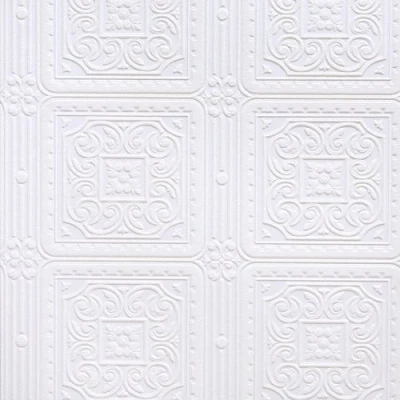 Image of Brewster RD80000 Turner Tile Textured Vinyl Wallpaper, Paintable,White, 20.9x2x2