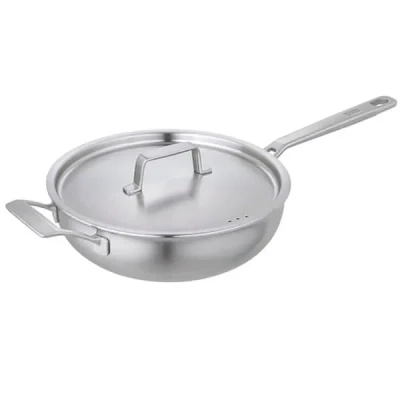 Image of Kuhn Rikon Culinary Fiveply 24cm Uncoated Chef&#039;s Pan With Lid