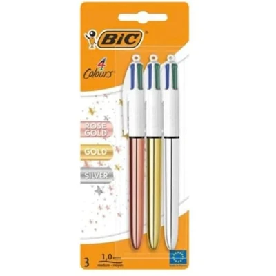 Image of Bic 4 Colour Shine ballpoint pens have a sleek, modern, &amp; metallic look in either rose gold, silver or gold. (‎964774)