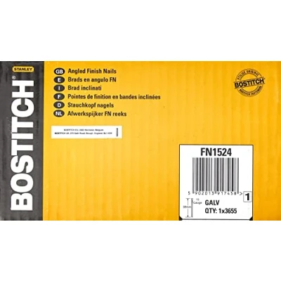 Image of Bostitch FN1524 38mm Angled Finish Nails 15 Gauge Galvanised (Pack of 3655)