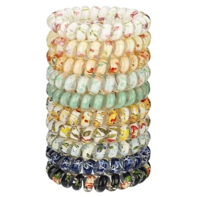 Image of JessLab Spiral Hair Ties, 10pcs Assorted Traceless Cute Plastic Coil Ponytail Holders, No Damage Accessory for Women and Girls, Mix Color 2