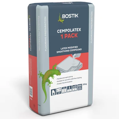 Image of Bostik Cempolatex 1 Pack, Latex Modified Floor Smoothing Compound, Colour: Grey, 20kg