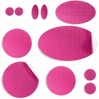 Image of aZengear Repair Patches for Down Jackets, Puffer Coats, Waterproof, Self Adhesive, Pre Cut, Tear Cold Heat Resistant Nylon Polyester Fabric, Fix Air Mattress, Inflatables, Tents (11 Pcs, Dark Pink)