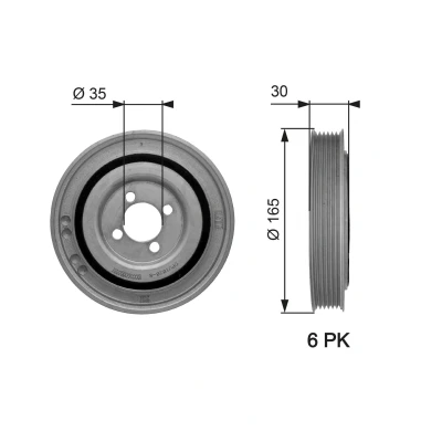 Image of 5614438, 614150, 614227, 93177317, 93194443 Crankshaft Pulley GATES TVD1032 165mm without accessories PowerGrip VAUXHALL: Astra Mk6, Mk5