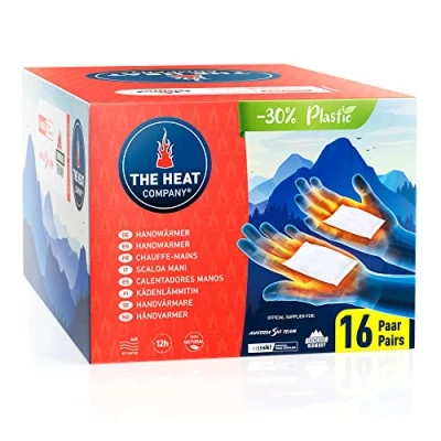 Image of THE Heat COMPANY Handwarmers New: 30% Less Plastic EXTRA Warm For 12 Hours Hands 16 Pairs Air Activated Pads Pocket Warmer Against Cold