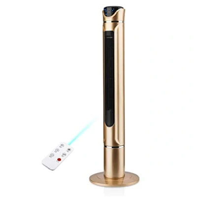 Image of CGF Pedestal Fans Oscillating Cooling Tower Fan Air Conditioner, 3 Speed Wind Mode Swing Head Rotating Oscillation Silent Fan, 7.5 Hour Timer and Remote Control, 50W, White, Rose Gold, Gold