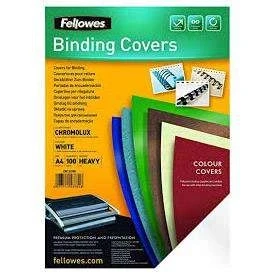 Image of Fellowes 5378006 A4 White Gloss Chromolux Covers 100 pack