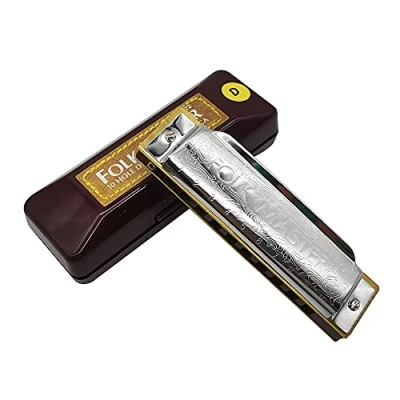 Image of ADIYA Harmonica Suzuki Folkmaster Standard Beginner Diatonic Blues 10 Holes Key of C Musical Gift (D)