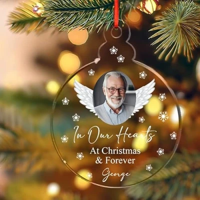 Image of Personalised Memorial Christmas Bauble Custom Photo Baubles Xmas Tree Decorations In Loving Memory Hanging Ornaments Gifts Keepsake Presents For Your Loved Ones (Photo Design)