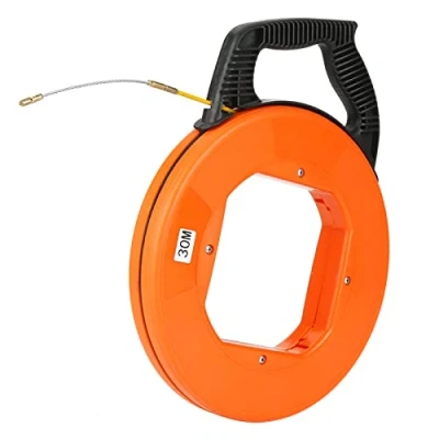 Image of EVTSCAN 30m Non Conductive Fiberglass Fish Tape in Reel Wire Pulling Tool Electrical Cable Puller