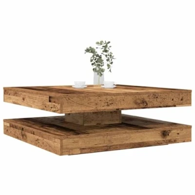 Image of vidaXL Coffee Table 360 Degree Rotatable Old Wood 90x90x34.5 cm