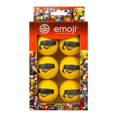 Image of Emoji Unisex Adult 6 Pack Bandit Novelty Fun Golf Balls Multicoloured, N/Hand