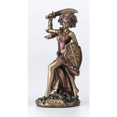 Image of Veronese Design 3 3/4 Inch Obba Santeria Orisha God of Rivers Hand Painted Cast Resin Antique Bronze Finish Statue Home Decor