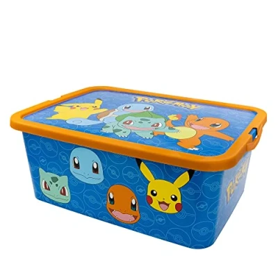 Image of Stor Pokemon Storage Box Container with Click Lock Lid, For Kids, Bedroom, Playroom, Toys, BPA Free (13 Litre)