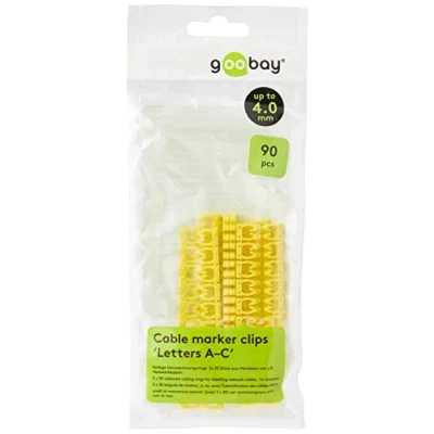 Image of Goobay 72517 Letters AC Cable Marker Clip for Diameters up to 4mm, Pack of 90