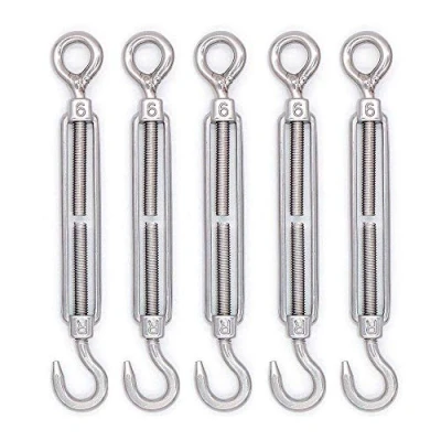 Image of Eidoct 5 Pcs Stainless Steel 304 Turnbuckle Wire Rope Cable Tension (M6 Hook &amp; Eye)
