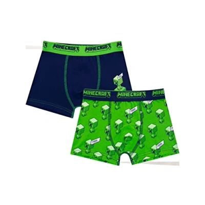 Image of Minecraft Boys Underwear Pack of 2 10 11 Years Green