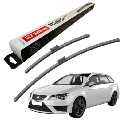 Image of Silbak Windscreen Wipers, fits for SEAT LEON ST (2013 ONWARDS) Front Wiper Blades, 650mm/400mm