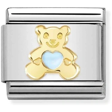 Image of Nomination Gold Blue Teddy Bear Charm